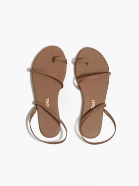 NWOT TKEES Mia Napa Leather Sandal Flats Mocha Size 39/US 8